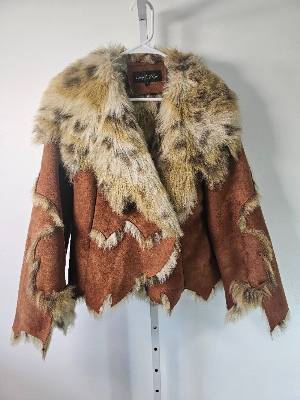Donna Saylers Fabulous Fur Jacket Faux Suede/Fur Scalloped Western Boho S
